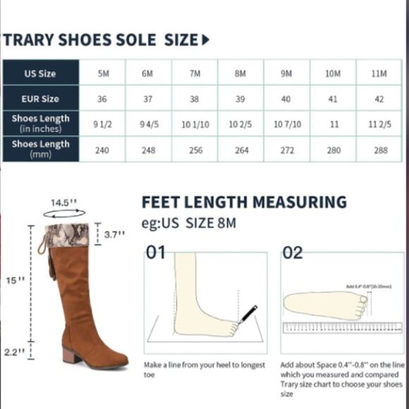 Trary brown suede over the knee high snake chunky heel boots NEW - Picture 10 of 10